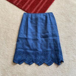 Kasper Petites 8P Linen Blend Skirt Eyelet Accents